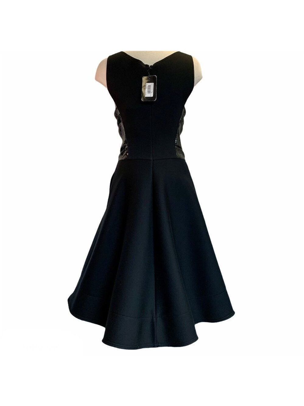 Donna Karan black sequin Bodice Flare Dress Sz 10 - Picture 4 of 15